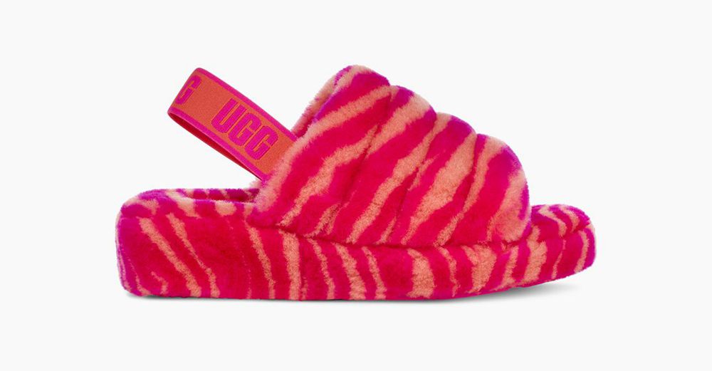 Ugg Fluff Yeah Zebra - Womens Slides - Rose - NZ (9824OVBNK)